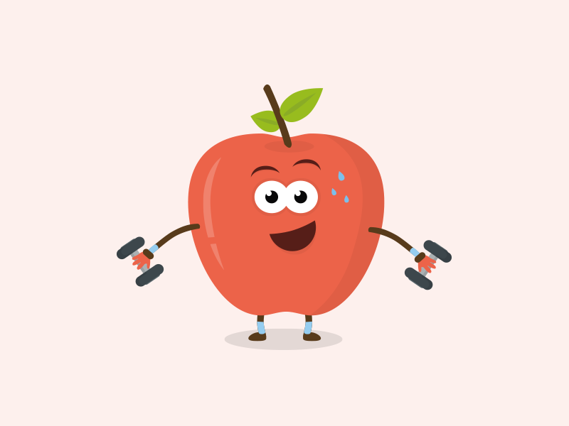 Athletic Apple apple apple fruit character fitness fruit health illustration vector well being