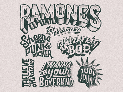 Ramones hand lettering lettering pointillism ramones typography