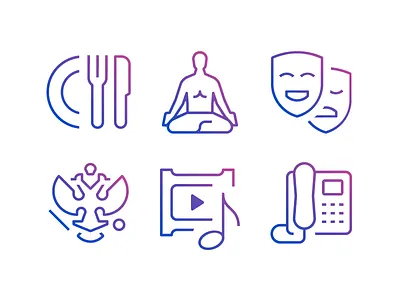 Touchbank Icons culture food goverment health media telephony.