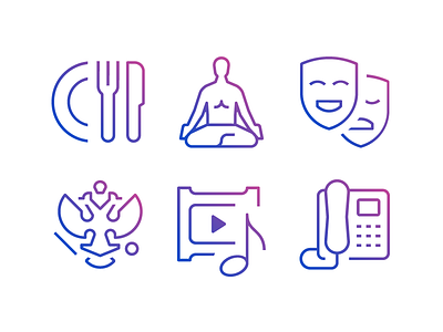 Touchbank Icons culture food goverment health media telephony.