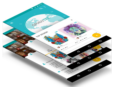 Graviitee App app flat material design ui ux