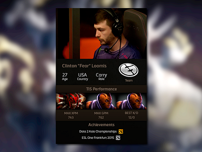 EG.Fear Player Card TI5 card cdec dota esports evil geniuses player profile ti5