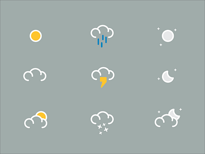 Weather Icons cloud icon icons logo moon rain snow space sun ui ux weather