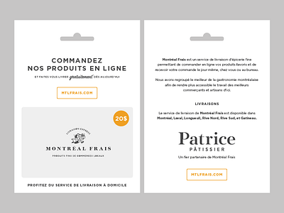 Gift Card - Montréal Frais cardboard coupon code food delivery gift card montreal frais print start up