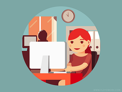 Flat illu #1 - infographic element character computer flat illustration office