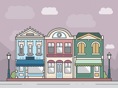 Little Village disney flat icon illustration illustrator main street vector