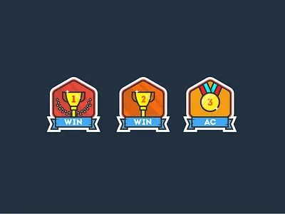 Badges app badges flat icons mobile orange prizes red stamps ui ux win