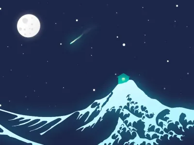 The Stargazer's Cottage animation blue bright drawing fun graphic design illustration mountains still