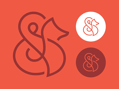 Fox + Ampersand ampersand design fox icon line art logo orange