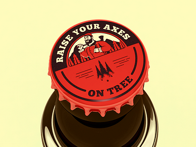 LumBeer - Cap Bottle 3d beer bottle brand cap illustration lumber lumberjack orange packaging red tree