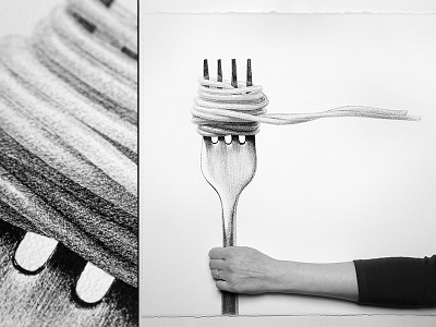 Spaghetti art drawing food fork illustration pasta pen on paper sketch spaghetti