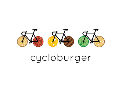 Cycloburger bicycle bike burger design logo logo design logotype mark symbol vector