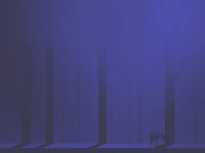 The Hunt blue clean design forest gradient illustration simple vector wolf