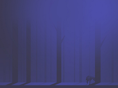 The Hunt blue clean design forest gradient illustration simple vector wolf