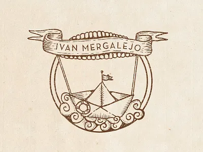 Barco de papel branding handrawn hipster logo vintage