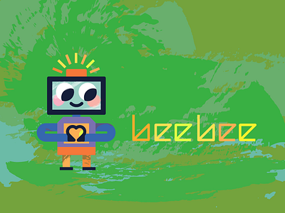 Bee Bee character children design geometry heart robot screen
