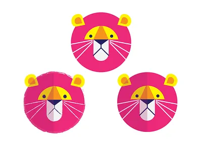 Lion Heads big cat kitty lion meow minimal rwar simple vector