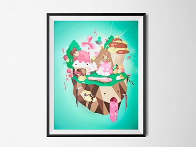 Candyland candy cartooning design graphic happy illustration island monster sketch sky sweets vector