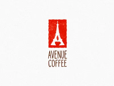 Avenue Coffee a coffee coffee house coffee shop cup eiffel tower logo logotype window