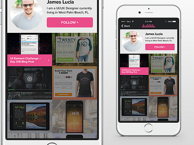UI Element Challenge -- Day 019 Dribbble Profile daily daily challenge dribbble dribbble profile mobile mobile app profile ui ui design