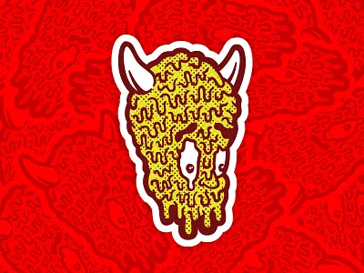 Melt Sticker drip halftone horns melt skull slap sticker