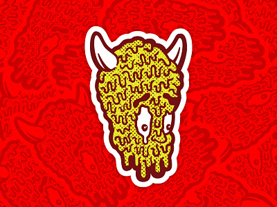 Melt Sticker drip halftone horns melt skull slap sticker