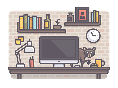 Workspace color illustration line racoon