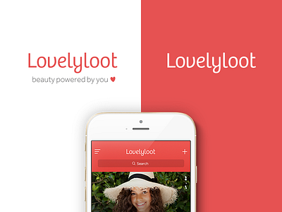 Lovelyloot Logo app beauty brand coral heart logo lovely red ui