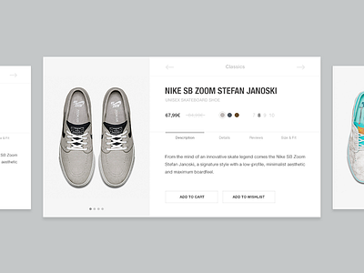 Product Cards cart clean e commerce fashion interface minimal nike product card shop skateboard store uiux