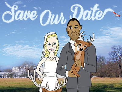 Save the date invites digital illustration invitation wedding