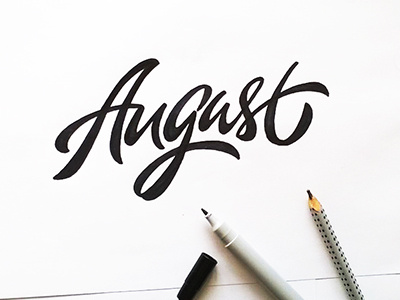 lazy sketch "August" art design font hand lettering logo logotype print type