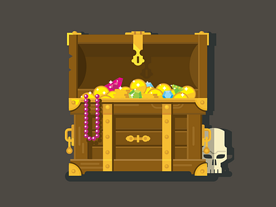 Treasure Chest ancient chest coin diamond flat vector gold icon illustration kit8 money treasure wealth