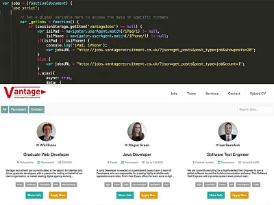Vantage Recruitment Job Board html javascript json sass wordpress