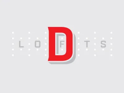 D Lofts apartment bold dots house industrial living lofts pattern railroad red serif shadow