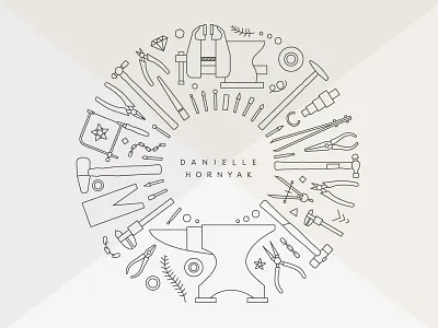 Danielle Hornyak circle designer fashion icons illustration jewelry lines linework logo tools