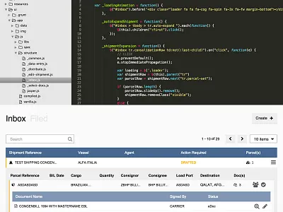 EssDocs Inbox UI/UX Design and Development development javascript shipping ui ux