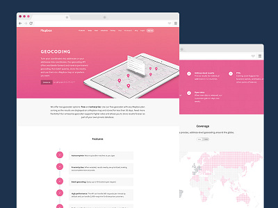 Geocoding coverage geocoder geocoding ipad landing page map mapbox pink product page