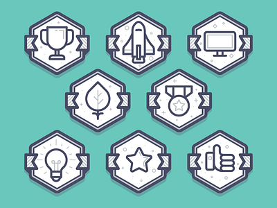 Gamification Badges award badge bulb cup icon light reward shuttle