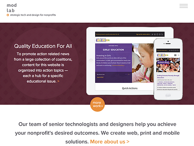 MOD-Lab NEW homepage bold design homepage impact minds on design modlab outcomes website