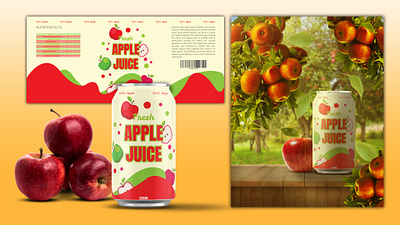 Refreshing Apple Juice Can – Vibrant & Fresh Design! applejuice beveragedesign branding candesign creativepackaging freshdesign graphic design graphicdesign illustration juicepackaging labeldesign packagingdesign