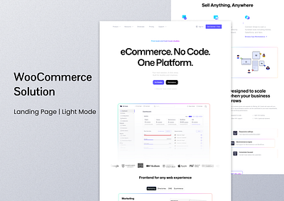 WooCommerce Solution Landing Page (Light) agency branding design desktop ecommerce landingpage light lightmode product ui webdesign website woocommerce