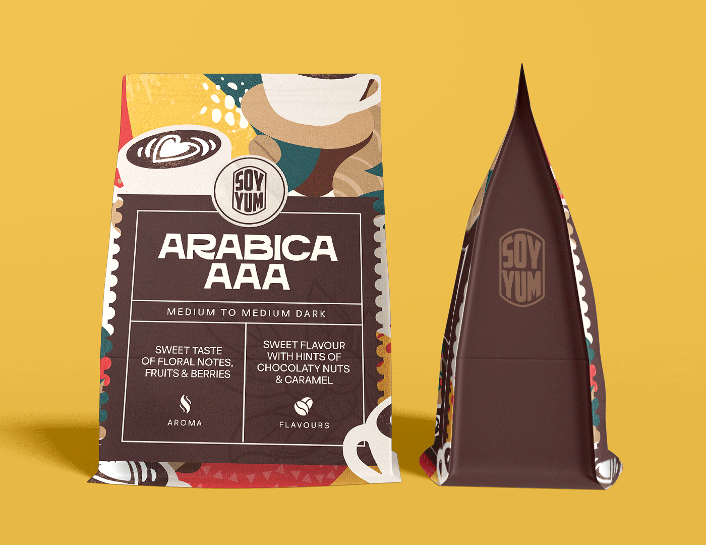 Soy Yum Coffee Packaging branding graphic design