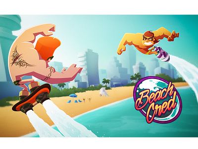Beach Cred Splash beach beach cred cartoon cred flyboard game illustrator indy game vector video game