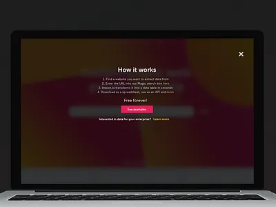 How it works button dark design help modal overlay ui ux web