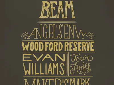 Bourbon Print alcohol bottle bourbon heritage lettering script slab type typography vintage