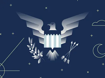 Eagle american animal bald eagle blue gradient illustration line