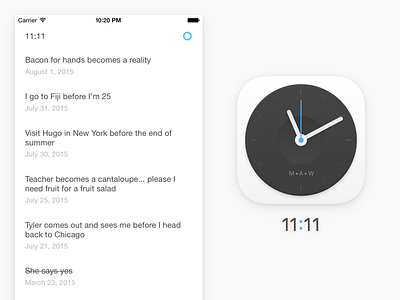 Announcing 11:11 11:11 app clock clock icon eleven eleven ios journal list make a wish wish