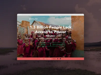 Givepower Website call to action charity donate fundraise hero nonprofit solar power web design website