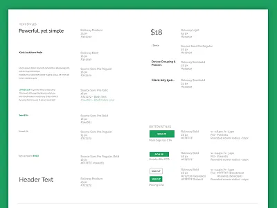 MobiLock - Landing Page Style Sheets arkwerk buttons clean grids guides minimal neat style guide style sheet text sizes ui ux