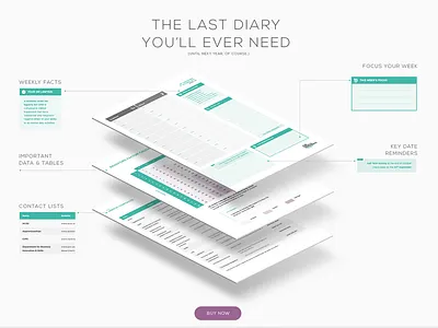 Diary Product Website Section call to action diary feature features flat green iso isometric purple web website
